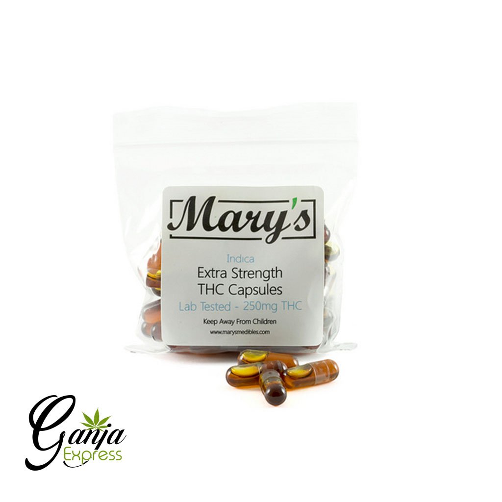 Mary’s THC Capsules (250mg, Indica) – 12 Capsules